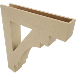 Ekena Millwork - BKTUR055X30X36MRC05RCPR - Timberthane Faux Wood Merced Style Bracket, Block Ends, 5 1/2"W x 30"D x 36"H, Primed Tan