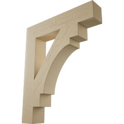 Ekena Millwork - BKTUR055X30X36MRC05RCPR - Timberthane Faux Wood Merced Style Bracket, Block Ends, 5 1/2"W x 30"D x 36"H, Primed Tan