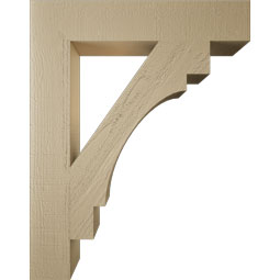 Ekena Millwork - BKTUR055X30X38MRC05RCPR - Timberthane Faux Wood Merced Style Bracket, Block Ends, 5 1/2"W x 30"D x 38"H, Primed Tan