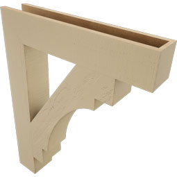 Ekena Millwork - BKTUR055X30X38MRC05RCPR - Timberthane Faux Wood Merced Style Bracket, Block Ends, 5 1/2"W x 30"D x 38"H, Primed Tan