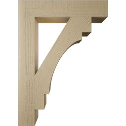 Ekena Millwork - BKTUR055X30X42MRC05RCPR - Timberthane Faux Wood Merced Style Bracket, Block Ends, 5 1/2"W x 30"D x 42"H, Primed Tan