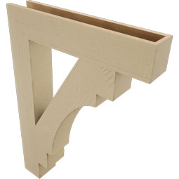 Ekena Millwork - BKTUR055X30X42MRC05RCPR - Timberthane Faux Wood Merced Style Bracket, Block Ends, 5 1/2"W x 30"D x 42"H, Primed Tan