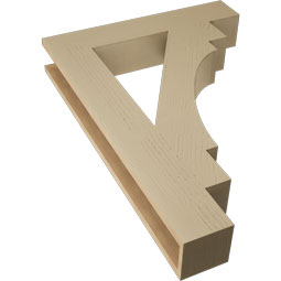 Ekena Millwork - BKTUR055X30X42MRC05RCPR - Timberthane Faux Wood Merced Style Bracket, Block Ends, 5 1/2"W x 30"D x 42"H, Primed Tan