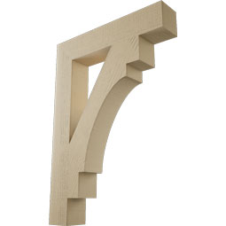Ekena Millwork - BKTUR055X30X42MRC05RCPR - Timberthane Faux Wood Merced Style Bracket, Block Ends, 5 1/2"W x 30"D x 42"H, Primed Tan
