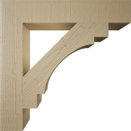 Ekena Millwork - BKTUR055X32X32MRC05RCPR - Timberthane Faux Wood Merced Style Bracket, Block Ends, 5 1/2"W x 32"D x 32"H, Primed Tan