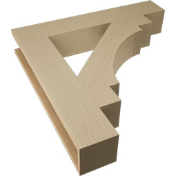 Ekena Millwork - BKTUR055X32X32MRC05RCPR - Timberthane Faux Wood Merced Style Bracket, Block Ends, 5 1/2"W x 32"D x 32"H, Primed Tan