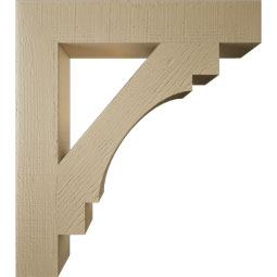 Ekena Millwork - BKTUR055X32X36MRC05RCPR - Timberthane Faux Wood Merced Style Bracket, Block Ends, 5 1/2"W x 32"D x 36"H, Primed Tan