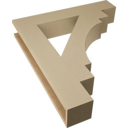 Ekena Millwork - BKTUR055X32X36MRC05RCPR - Timberthane Faux Wood Merced Style Bracket, Block Ends, 5 1/2"W x 32"D x 36"H, Primed Tan