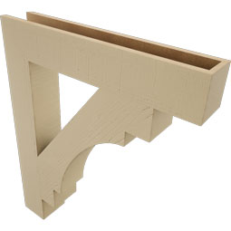 Ekena Millwork - BKTUR055X32X38MRC05RCPR - Timberthane Faux Wood Merced Style Bracket, Block Ends, 5 1/2"W x 32"D x 38"H, Primed Tan