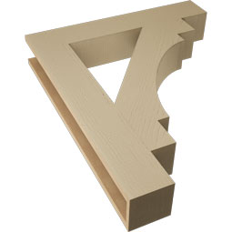 Ekena Millwork - BKTUR055X32X38MRC05RCPR - Timberthane Faux Wood Merced Style Bracket, Block Ends, 5 1/2"W x 32"D x 38"H, Primed Tan