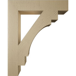 Ekena Millwork - BKTUR055X32X40MRC05RCPR - Timberthane Faux Wood Merced Style Bracket, Block Ends, 5 1/2"W x 32"D x 40"H, Primed Tan