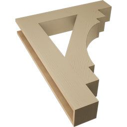 Ekena Millwork - BKTUR055X32X40MRC05RCPR - Timberthane Faux Wood Merced Style Bracket, Block Ends, 5 1/2"W x 32"D x 40"H, Primed Tan