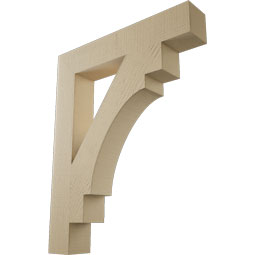 Ekena Millwork - BKTUR055X32X40MRC05RCPR - Timberthane Faux Wood Merced Style Bracket, Block Ends, 5 1/2"W x 32"D x 40"H, Primed Tan