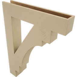 Ekena Millwork - BKTUR055X32X44MRC05RCPR - Timberthane Faux Wood Merced Style Bracket, Block Ends, 5 1/2"W x 32"D x 44"H, Primed Tan