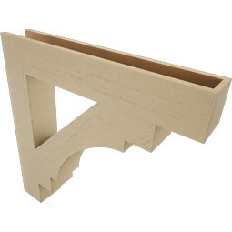 Ekena Millwork - BKTUR055X34X34MRC05RCPR - Timberthane Faux Wood Merced Style Bracket, Block Ends, 5 1/2"W x 34"D x 34"H, Primed Tan