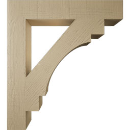 Ekena Millwork - BKTUR055X34X38MRC05RCPR - Timberthane Faux Wood Merced Style Bracket, Block Ends, 5 1/2"W x 34"D x 38"H, Primed Tan
