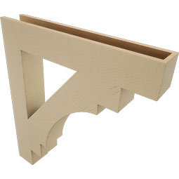 Ekena Millwork - BKTUR055X34X38MRC05RCPR - Timberthane Faux Wood Merced Style Bracket, Block Ends, 5 1/2"W x 34"D x 38"H, Primed Tan