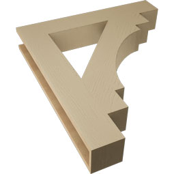 Ekena Millwork - BKTUR055X34X38MRC05RCPR - Timberthane Faux Wood Merced Style Bracket, Block Ends, 5 1/2"W x 34"D x 38"H, Primed Tan