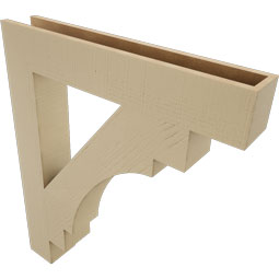 Ekena Millwork - BKTUR055X34X40MRC05RCPR - Timberthane Faux Wood Merced Style Bracket, Block Ends, 5 1/2"W x 34"D x 40"H, Primed Tan