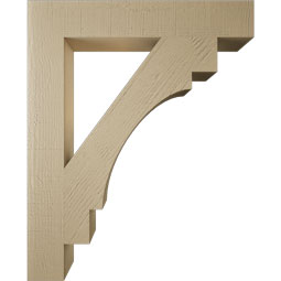 Ekena Millwork - BKTUR055X34X42MRC05RCPR - Timberthane Faux Wood Merced Style Bracket, Block Ends, 5 1/2"W x 34"D x 42"H, Primed Tan