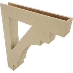 Ekena Millwork - BKTUR055X34X42MRC05RCPR - Timberthane Faux Wood Merced Style Bracket, Block Ends, 5 1/2"W x 34"D x 42"H, Primed Tan