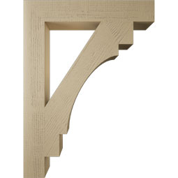 Ekena Millwork - BKTUR055X34X46MRC05RCPR - Timberthane Faux Wood Merced Style Bracket, Block Ends, 5 1/2"W x 34"D x 46"H, Primed Tan