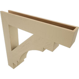Ekena Millwork - BKTUR055X36X36MRC05RCPR - Timberthane Faux Wood Merced Style Bracket, Block Ends, 5 1/2"W x 36"D x 36"H, Primed Tan