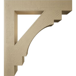 Ekena Millwork - BKTUR055X36X40MRC05RCPR - Timberthane Faux Wood Merced Style Bracket, Block Ends, 5 1/2"W x 36"D x 40"H, Primed Tan