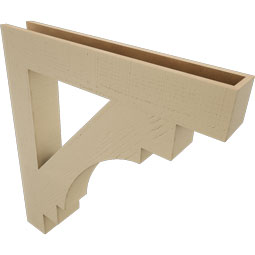 Ekena Millwork - BKTUR055X36X40MRC05RCPR - Timberthane Faux Wood Merced Style Bracket, Block Ends, 5 1/2"W x 36"D x 40"H, Primed Tan
