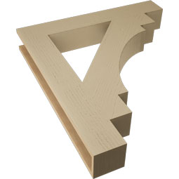 Ekena Millwork - BKTUR055X36X40MRC05RCPR - Timberthane Faux Wood Merced Style Bracket, Block Ends, 5 1/2"W x 36"D x 40"H, Primed Tan