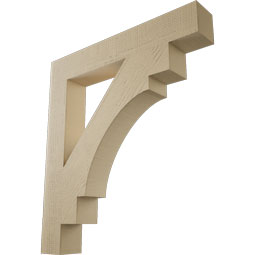 Ekena Millwork - BKTUR055X36X40MRC05RCPR - Timberthane Faux Wood Merced Style Bracket, Block Ends, 5 1/2"W x 36"D x 40"H, Primed Tan