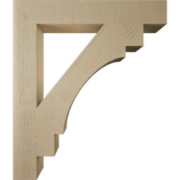 Ekena Millwork - BKTUR055X36X42MRC05RCPR - Timberthane Faux Wood Merced Style Bracket, Block Ends, 5 1/2"W x 36"D x 42"H, Primed Tan