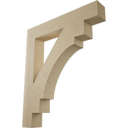 Ekena Millwork - BKTUR055X36X42MRC05RCPR - Timberthane Faux Wood Merced Style Bracket, Block Ends, 5 1/2"W x 36"D x 42"H, Primed Tan