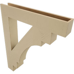 Ekena Millwork - BKTUR055X36X44MRC05RCPR - Timberthane Faux Wood Merced Style Bracket, Block Ends, 5 1/2"W x 36"D x 44"H, Primed Tan