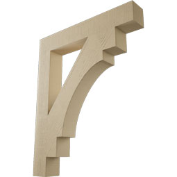 Ekena Millwork - BKTUR055X36X44MRC05RCPR - Timberthane Faux Wood Merced Style Bracket, Block Ends, 5 1/2"W x 36"D x 44"H, Primed Tan