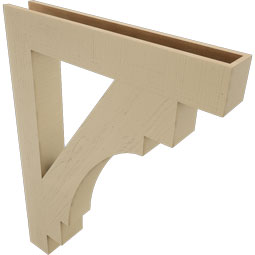 Ekena Millwork - BKTUR055X36X48MRC05RCPR - Timberthane Faux Wood Merced Style Bracket, Block Ends, 5 1/2"W x 36"D x 48"H, Primed Tan