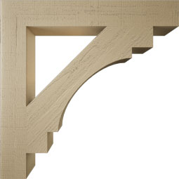 Ekena Millwork - BKTUR055X38X38MRC05RCPR - Timberthane Faux Wood Merced Style Bracket, Block Ends, 5 1/2"W x 38"D x 38"H, Primed Tan