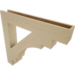 Ekena Millwork - BKTUR055X38X38MRC05RCPR - Timberthane Faux Wood Merced Style Bracket, Block Ends, 5 1/2"W x 38"D x 38"H, Primed Tan
