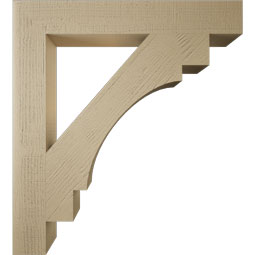 Ekena Millwork - BKTUR055X38X42MRC05RCPR - Timberthane Faux Wood Merced Style Bracket, Block Ends, 5 1/2"W x 38"D x 42"H, Primed Tan