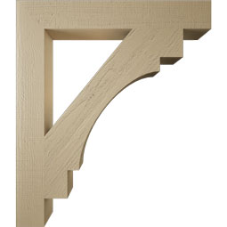 Ekena Millwork - BKTUR055X38X44MRC05RCPR - Timberthane Faux Wood Merced Style Bracket, Block Ends, 5 1/2"W x 38"D x 44"H, Primed Tan