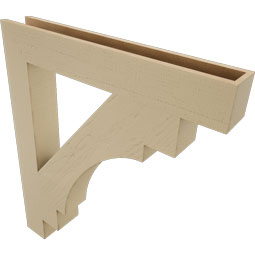 Ekena Millwork - BKTUR055X38X44MRC05RCPR - Timberthane Faux Wood Merced Style Bracket, Block Ends, 5 1/2"W x 38"D x 44"H, Primed Tan