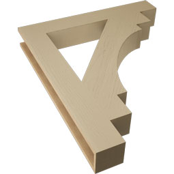 Ekena Millwork - BKTUR055X38X44MRC05RCPR - Timberthane Faux Wood Merced Style Bracket, Block Ends, 5 1/2"W x 38"D x 44"H, Primed Tan