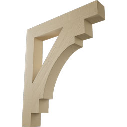Ekena Millwork - BKTUR055X38X44MRC05RCPR - Timberthane Faux Wood Merced Style Bracket, Block Ends, 5 1/2"W x 38"D x 44"H, Primed Tan
