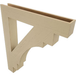 Ekena Millwork - BKTUR055X38X46MRC05RCPR - Timberthane Faux Wood Merced Style Bracket, Block Ends, 5 1/2"W x 38"D x 46"H, Primed Tan