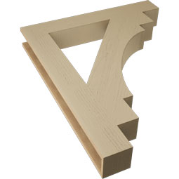 Ekena Millwork - BKTUR055X38X46MRC05RCPR - Timberthane Faux Wood Merced Style Bracket, Block Ends, 5 1/2"W x 38"D x 46"H, Primed Tan