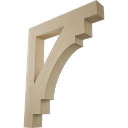 Ekena Millwork - BKTUR055X38X46MRC05RCPR - Timberthane Faux Wood Merced Style Bracket, Block Ends, 5 1/2"W x 38"D x 46"H, Primed Tan