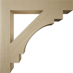 Ekena Millwork - BKTUR055X40X40MRC05RCPR - Timberthane Faux Wood Merced Style Bracket, Block Ends, 5 1/2"W x 40"D x 40"H, Primed Tan