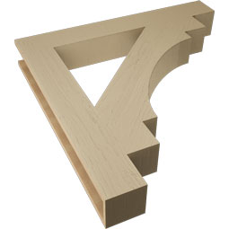 Ekena Millwork - BKTUR055X40X40MRC05RCPR - Timberthane Faux Wood Merced Style Bracket, Block Ends, 5 1/2"W x 40"D x 40"H, Primed Tan