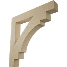 Ekena Millwork - BKTUR055X40X40MRC05RCPR - Timberthane Faux Wood Merced Style Bracket, Block Ends, 5 1/2"W x 40"D x 40"H, Primed Tan