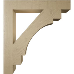 Ekena Millwork - BKTUR055X40X44MRC05RCPR - Timberthane Faux Wood Merced Style Bracket, Block Ends, 5 1/2"W x 40"D x 44"H, Primed Tan